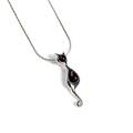 Click to view product details and reviews for Black Cat Necklace In Silver And Amber 16 42cm.