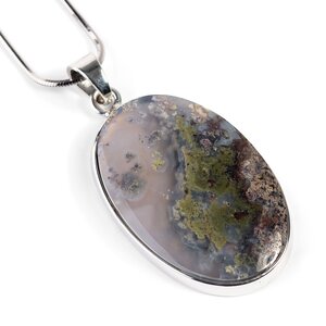 Priday Moss Agate Necklace Natural Designer Gemstone 16 40cm