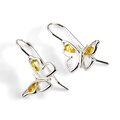 Click to view product details and reviews for Butterfly Hook Earrings In Silver And Yellow Amber Default Title.