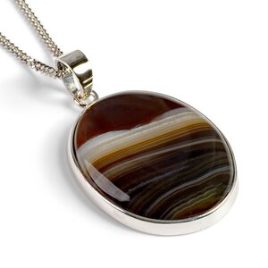 Botswana Banded Agate Necklace Natural Designer Gemstone 16 42cm