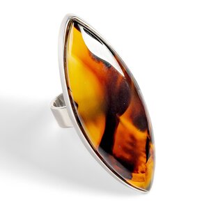 Montana Agate Gemstone Ring In Silver Natural Designer Gemstone Default Title