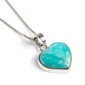 Rare Peruvian Amazonite Heart Necklace Natural Designer Gemstone 16 42cm