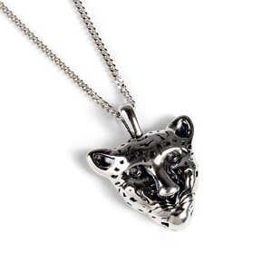 Miniature Leopard Head Necklace In Silver 16 42cm