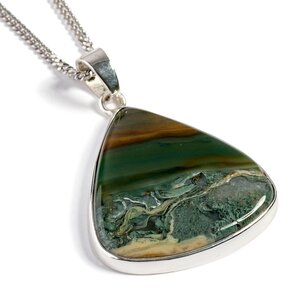 Scenic Larsonite Gary Green Jasper Necklace Natural Designer Gemstone 16 42cm