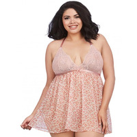 Dreamgirl Plus Size Stretch Lace Babydoll & Thong Set