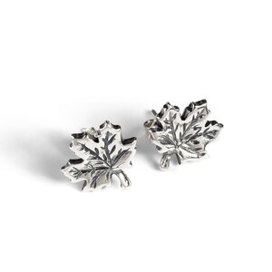 Maple Leaf Stud Earrings In Silver Default Title