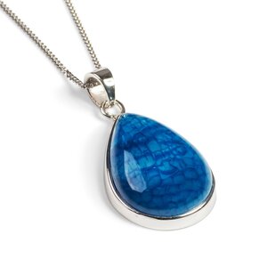 Teardrop Blue Agate Gemstone Necklace Natural Designer Gemstone 16 42cm