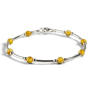 Bead Tube Bangle In Silver And Yellow Amber Default Title
