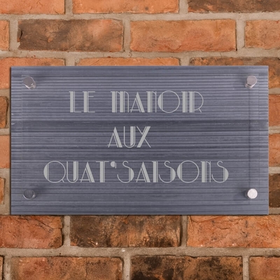 Ridged Slate House Sign with Acrylic front panel - 500 x 300mm - 3 lines of text