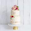 Two Tier Decorated Naked Wedding Cake - Pink & Petals - Two Tier (8", 6")