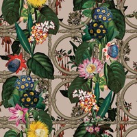 Outside In Floral Gate Wallpaper Pink Holden 13175