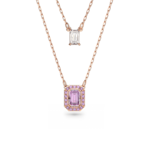 Swarovski Millenia Layered Necklace Octagon Cut Purple Rose Gold Tone Plated 5640558