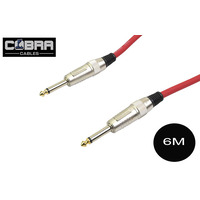 1/4"  (6.35mm) Mono Jack to Jack Cable Red 6m