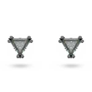 Swarovski Stilla Stud Earrings Triangle Cut Gray Ruthenium Plated 5639137