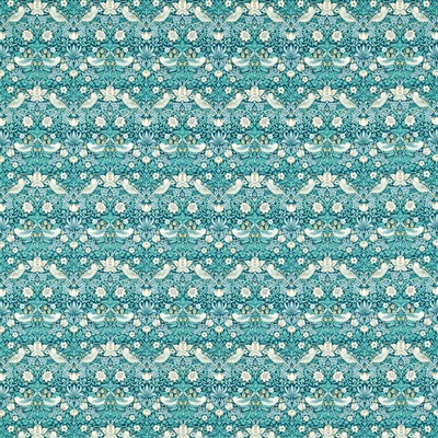William Morris Strawberry Thief Fabric Teal F1678/01 - By The Metre