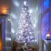 2ft - 7ft White Fibre Optic Christmas Tree with White Fibre Optics and LED Lights, 5FT