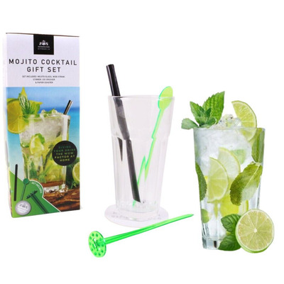 Mojito Cocktail Glass & Accessories Gift Set
