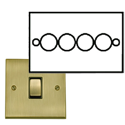 M Marcus Electrical Victorian Raised Plate 4 Gang Dimmer Switch, Antique Brass Finish, 250 Watts 0R 400 Watts - R91.974 4 GANG DIMMER, 250 WATTS, AB