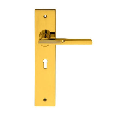 Carlisle Brass Manital Veronica Art Deco Style Door Handles, Polished Brass - VE2RPB (sold in pairs) LOCK (WITH KEYHOLE)