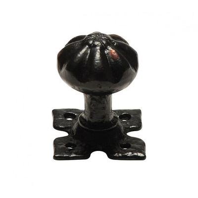 Kirkpatrick Un-Sprung Black Antique Malleable Iron Floral Mortice Door Knob - AB1205 (sold in pairs) BLACK ANTIQUE FINISH