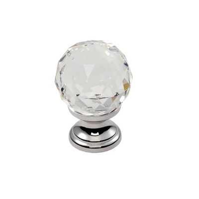 Carlisle Brass Fingertip Crystal Clear Faceted Cupboard Knob (25mm, 31mm, 35mm OR 40mm), Polished Chrome - FTD670CTC POLISHED CHROME - 31mm
