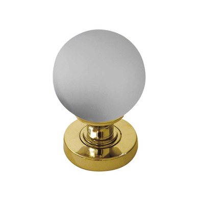 Frelan Hardware Frosted Ball Glass Mortice Door Knob, Polished Brass - JH5204PB (sold in pairs) POLISHED BRASS