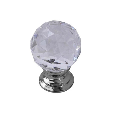 Frelan Hardware Faceted Glass Cupboard Door Knob, Polished Chrome - JH1155-PC POLISHED CHROME - 25mm