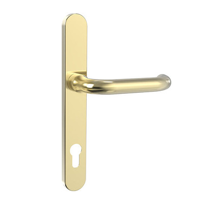 Mila Supa Safety Lever Door Handles, 240mm Backplate - 92mm C/C Euro Lock, PVD Stainless Brass - 570704 (sold in pairs)  PVD STAINLESS BRASS