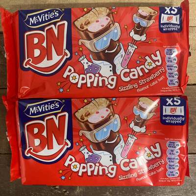 15x McVitie’s BN Popping Candy Sizzling Strawberry Flavour Cake Bars (3 Packs of 5)