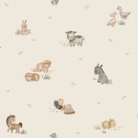 Little Explorers 2 Wallpaper Farm Animals Beige Galerie 14831