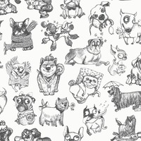 Pooches Wallpaper Mono Muriva 102577