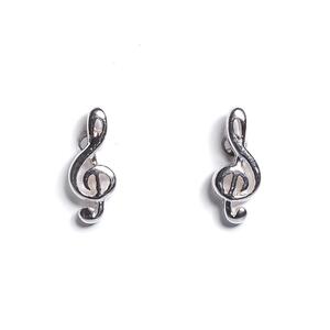 Treble Clef Music Notes Stud Earrings In Silver Default Title