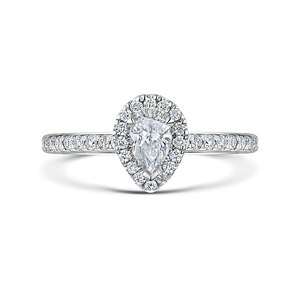 Pear Cut Diamond Halo Ring 065cts