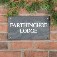 Slate House Sign 2 Line 35.5 x 20cm - smooth slate