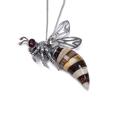 Click to view product details and reviews for Small Hornet Bee Necklace In Silver And Amber 16 42cm.