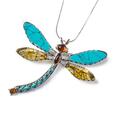 Click to view product details and reviews for Exotic Dragonfly Necklace In Silver Turquoise And Amber 16 42cm.