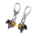 Click to view product details and reviews for Beech Leaf Earrings In Silver Amethyst And Amber Default Title.