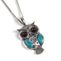 Click to view product details and reviews for Wise Owl Necklace In Silver Turquoise And Amber 16 42cm.