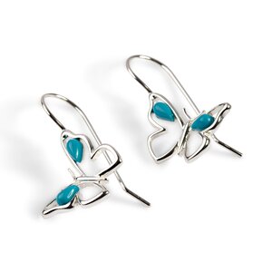 Butterfly Hook Earrings In Silver And Turquoise Default Title