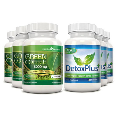 Green Coffee Bean Extract 6000mg Detox Combo Pack - 3 Month Supply