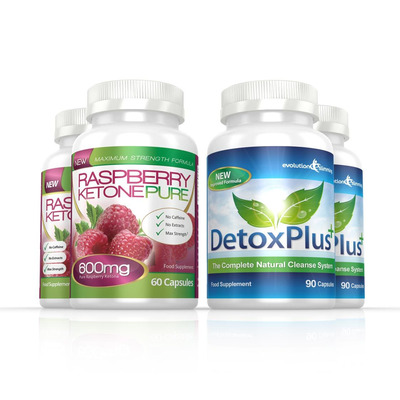 Raspberry Ketone Pure 600mg & DetoxPlus Cleanse Combo Pack - 2 Month Supply