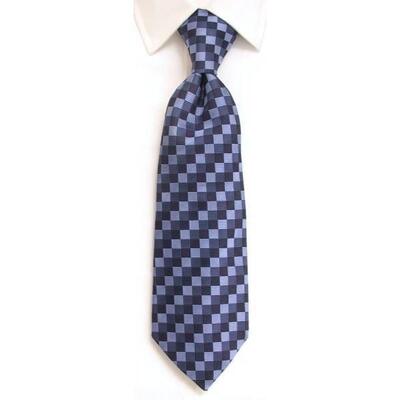 Handmade Navy & Blue Diamond Check Silk Tie - 1+