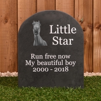 Pet Gravestone with PHOTO &pipe; 45 x 27cm &pipe; smooth grey slate
