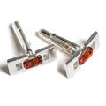 Click to view product details and reviews for Square Link Cufflinks In Silver And Amber Default Title.