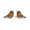 Click to view product details and reviews for Bird Stud Earrings In Silver And Amber Cognac.