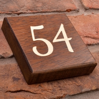 Solid Iroko Wood House Number Square