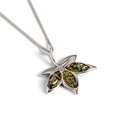 Click to view product details and reviews for Maple Leaf Necklace In Silver And Green Amber 16 40cm.