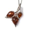 Click to view product details and reviews for Beech Leaf Necklace In Silver And Cognac Amber 16 42cm.