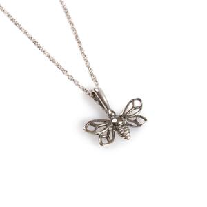 Miniature Bumble Bee Necklace In Silver 22 56cm