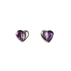 Miniature Heart Earrings In Silver And Amethyst Default Title